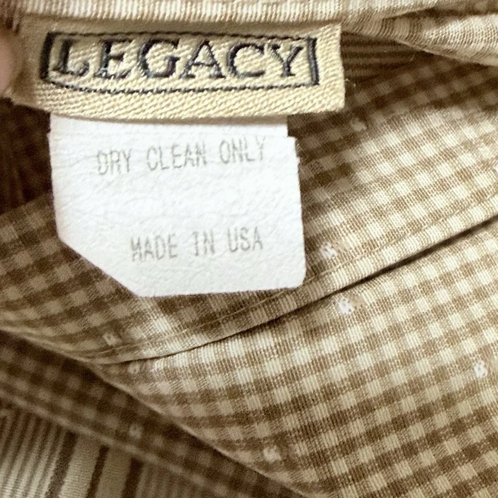 Legacy 27.5x27.5 Pillow Sham Covers Tan & Brown Stripes Gingham‎ Trim & Back